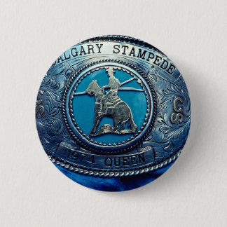 Cowboy rodeo trophy buckle, Alberta, Canada 6 Cm Round Badge