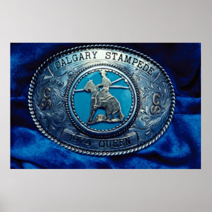 Cowboy rodeo trophy buckle, Alberta, Canada Poster