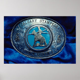 Cowboy rodeo trophy buckle, Alberta, Canada Poster
