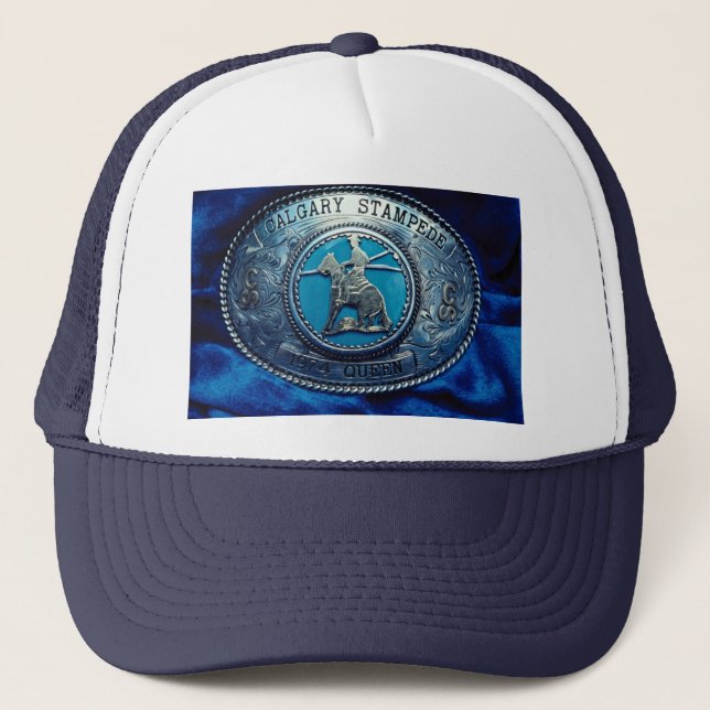 Cowboy rodeo trophy buckle, Alberta, Canada Trucker Hat (Front)