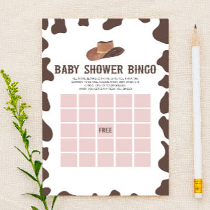 Cowboy Rodeo Western Bingo Baby Shower Game Stationery