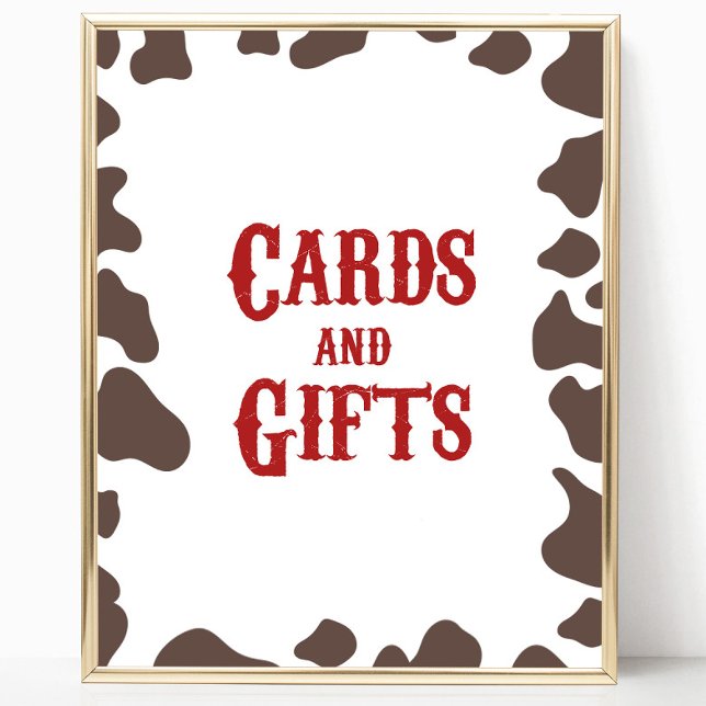Cowboy Rodeo Western Cards and Gifts Party Sign (Creator Uploaded)