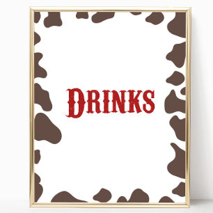 Cowboy Rodeo Western Drinks Table Party Sign