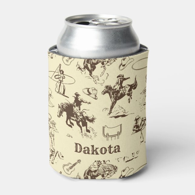 Cowboy Rodeo Western Personalised  Can Cooler (Can Front)