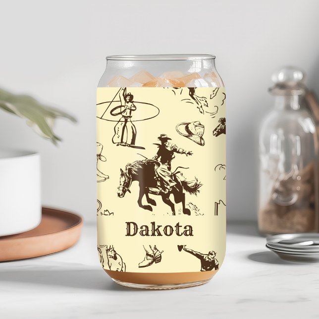 Cowboy Rodeo Western Personalised  Can Glass (Creator Uploaded)