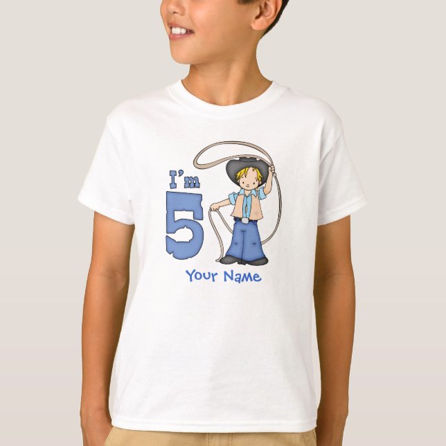 Cowboy Roper 5th Birthday Personalised T-Shirt (Front)