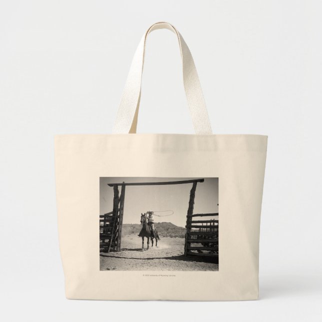 Cowboy roping large tote bag (Front)