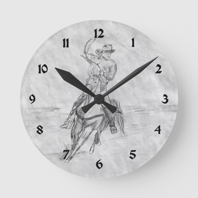 Cowboy Roping Round Clock (Front)