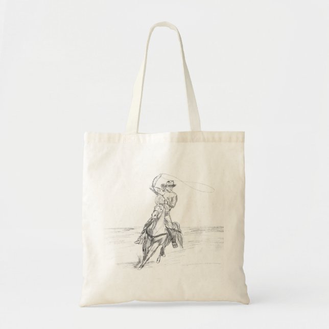 Cowboy Roping Tote Bag (Front)
