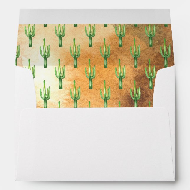 Cowboy Rust Green Cactus Pattern Envelope (Back (Bottom))