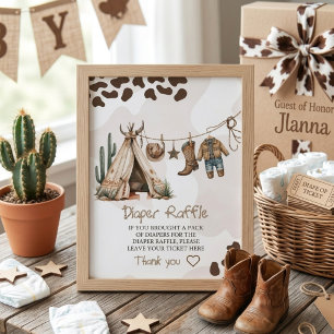 Cowboy rustic elegant Western watercolor baby show Enclosure Card
