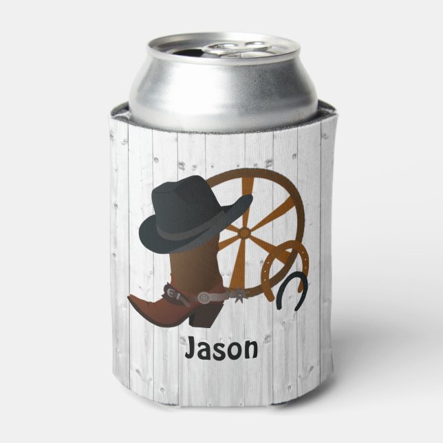 Cowboy Rustic Personalised Can Cooler (Can Front)
