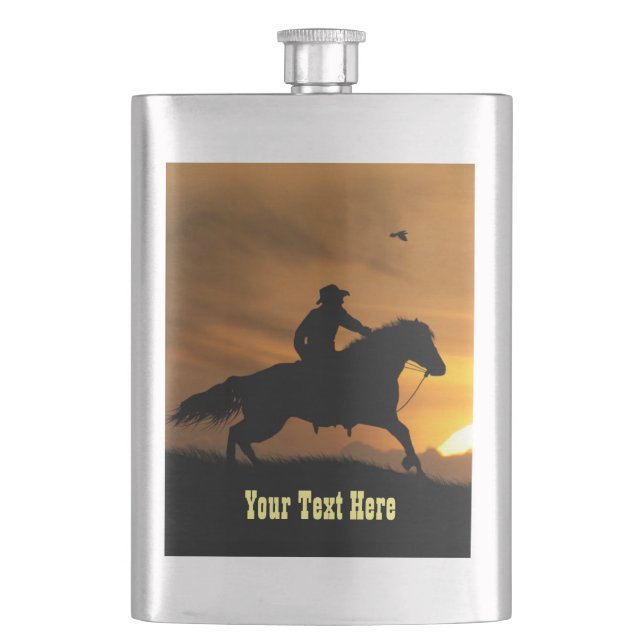 Cowboy Rustic Rugged Hip Flask (Front)