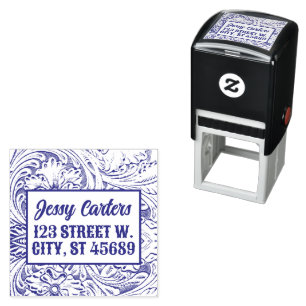 Cowboy Rustic Western Country Tooled Leather  Self-inking Stamp