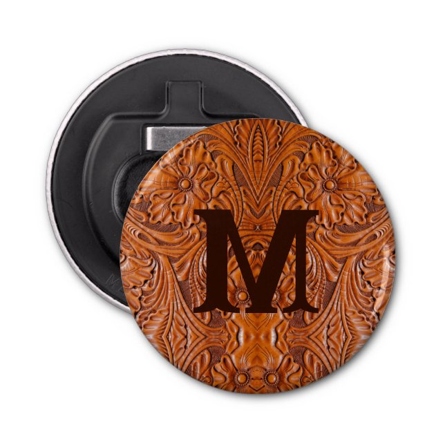 Cowboy Rustic western country wedding monogram Bottle Opener (Front)