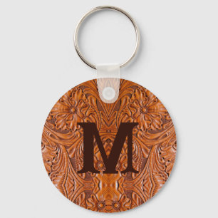 Cowboy Rustic western country wedding monogram Key Ring