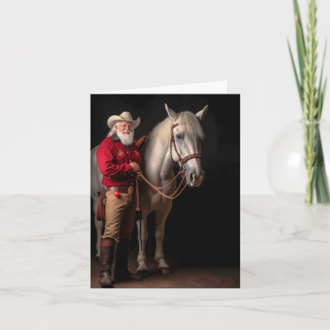 Cowboy Santa Christmas Holiday Card (Front)