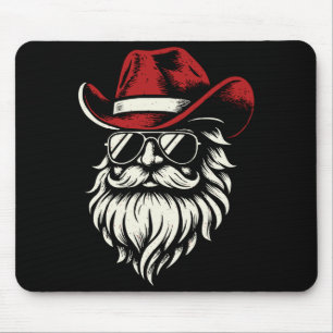 Cowboy Santa Claus Christmas Vintage Long Sleeve  Mouse Pad