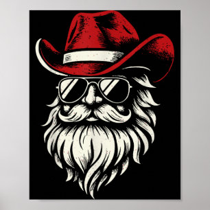 Cowboy Santa Claus Christmas Vintage  Poster