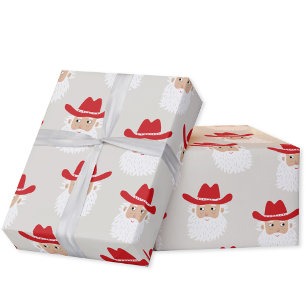 Cowboy Santa Claus Christmas Wrapping Paper