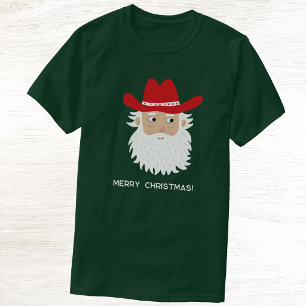 Cowboy Santa Claus Custom Text Christmas T-Shirt