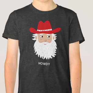 Cowboy Santa Claus Custom Text Christmas Tri-Blend Shirt