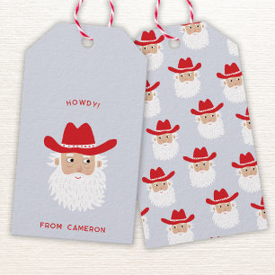 Cowboy Santa Claus Fun Western Holiday Gift Tags