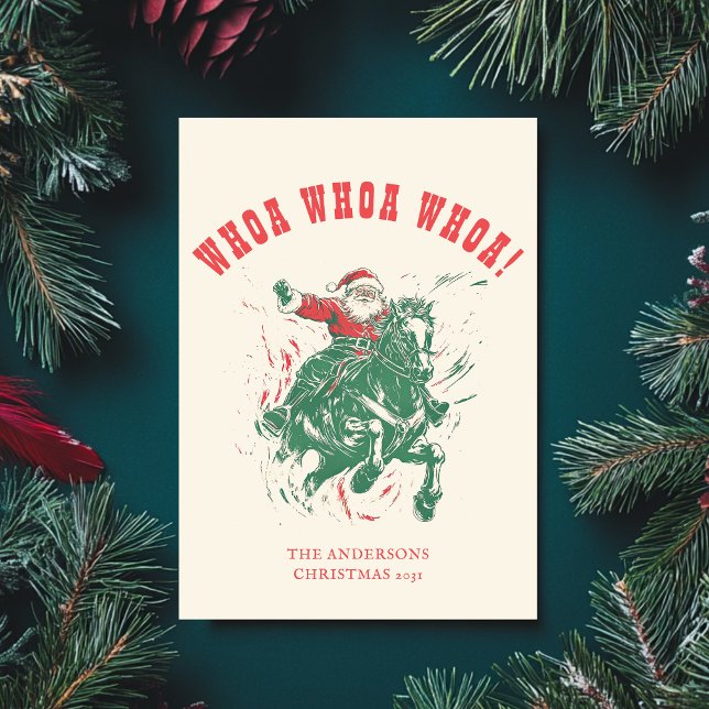 Cowboy Santa Claus Fun Western Rodeo Horse Photo Holiday Card (Creator Uploaded)