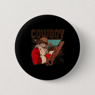 Cowboy Santa Claus Merry Christmas Western Country 6 Cm Round Badge