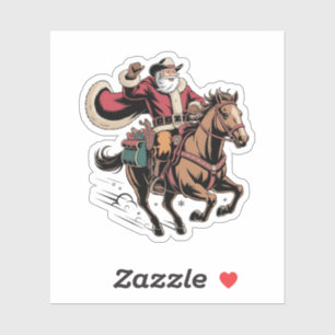 Cowboy Santa Claus Riding A Horse Christmas 