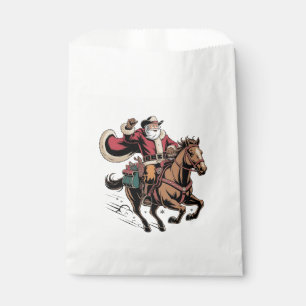 Cowboy Santa Claus Riding A Horse Christmas  Favour Bags