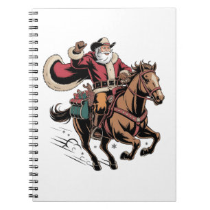 Cowboy Santa Claus Riding A Horse Christmas  Notebook