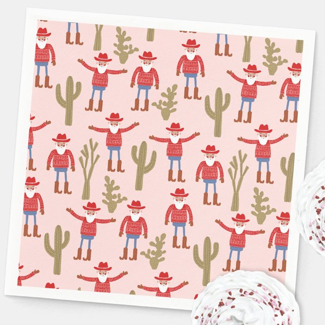 Cowboy Santa Claus Western Christmas Napkin (Fun Cowboy Santa Claus Christmas Holidays Western party paper napkin)