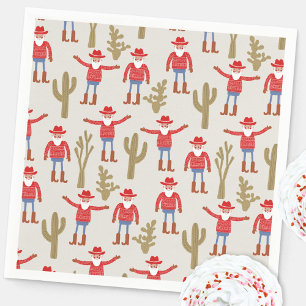 Cowboy Santa Claus Western Christmas Napkin