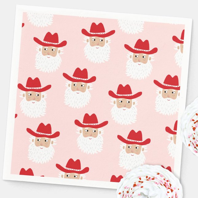 Cowboy Santa Claus Western Christmas Napkin (Fun Cowboy Santa Claus Western Holidays Christmas party paper napkin)