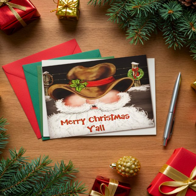 Cowboy Santa “Merry Christmas Y’all” Card (Creator Uploaded)