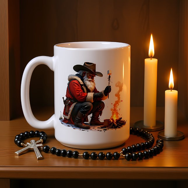Cowboy Santa Roasts Campfire Marshmallow Coffee Mug (Creator Uploaded)