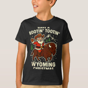 Cowboy Santa Shirt Wyoming Christmas Buffalo Holid