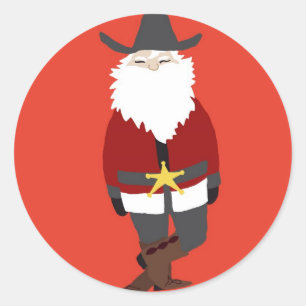 Cowboy Santa Sticker
