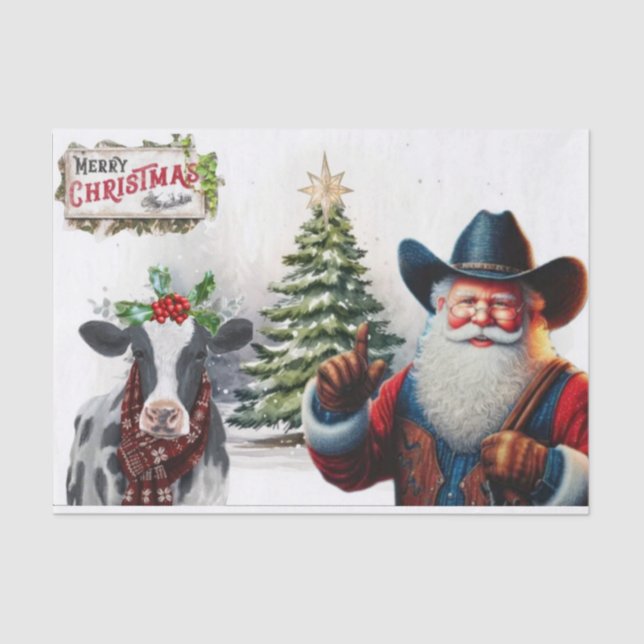 Cowboy santa  tissue paper (Front)