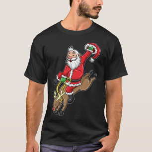 Cowboy Santa Xmas Reindeer Rodeo Christmas In Texa T-Shirt