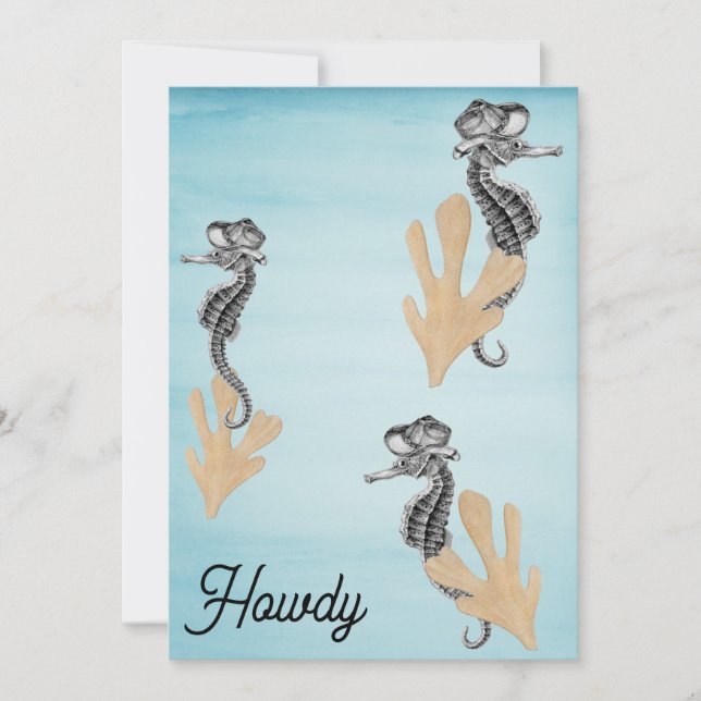 Cowboy Seahorse Pool Party Invitation (Front)