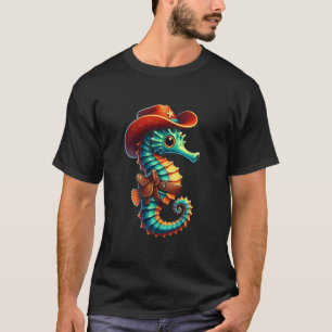Cowboy Seahorse Rodeo Western Ocean Animal Underwa T-Shirt