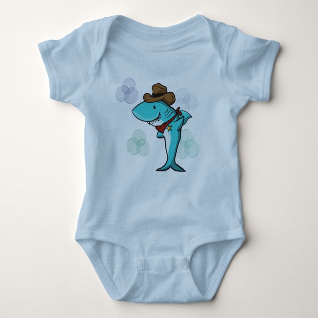 Cowboy Shark Baby Bodysuit (Front)