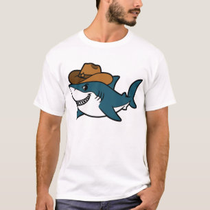 Cowboy Shark Design – Funny Western Ocean Animal T-Shirt