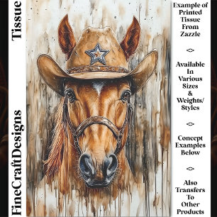 Cowboy Sheriff Chesnut Horse In Hat DD6 Decoupage Tissue Paper
