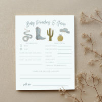 Cowboy Shower Baby Predictions & Advice Card