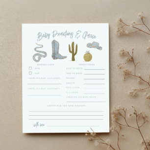 Cowboy Shower Baby Predictions & Advice Card