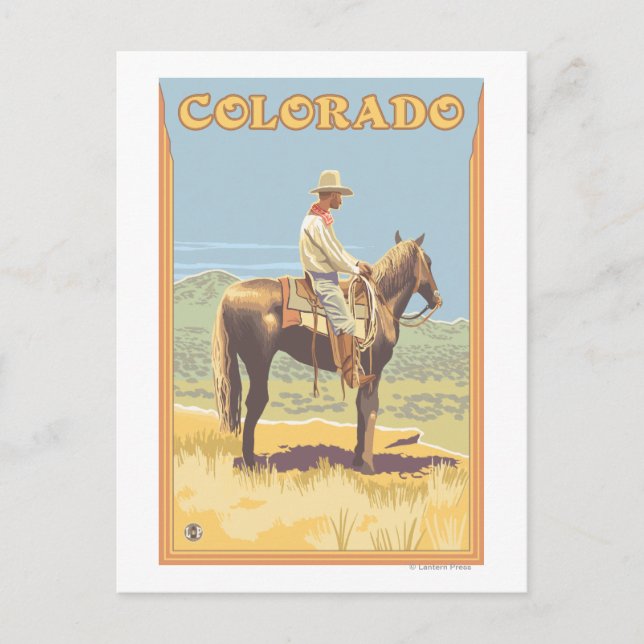 Cowboy (Side View)Colorado Postcard (Front)