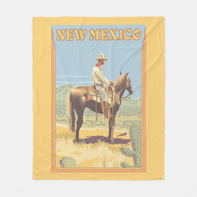 Cowboy (Side View)New Mexico Fleece Blanket (Front)